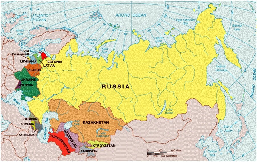 Карта стран рядом с россией