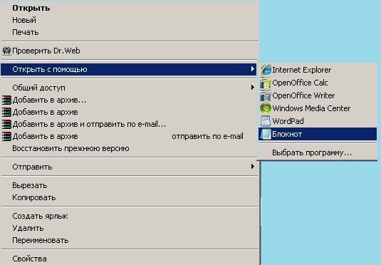 открываем проблемный текст с помощью блокнота