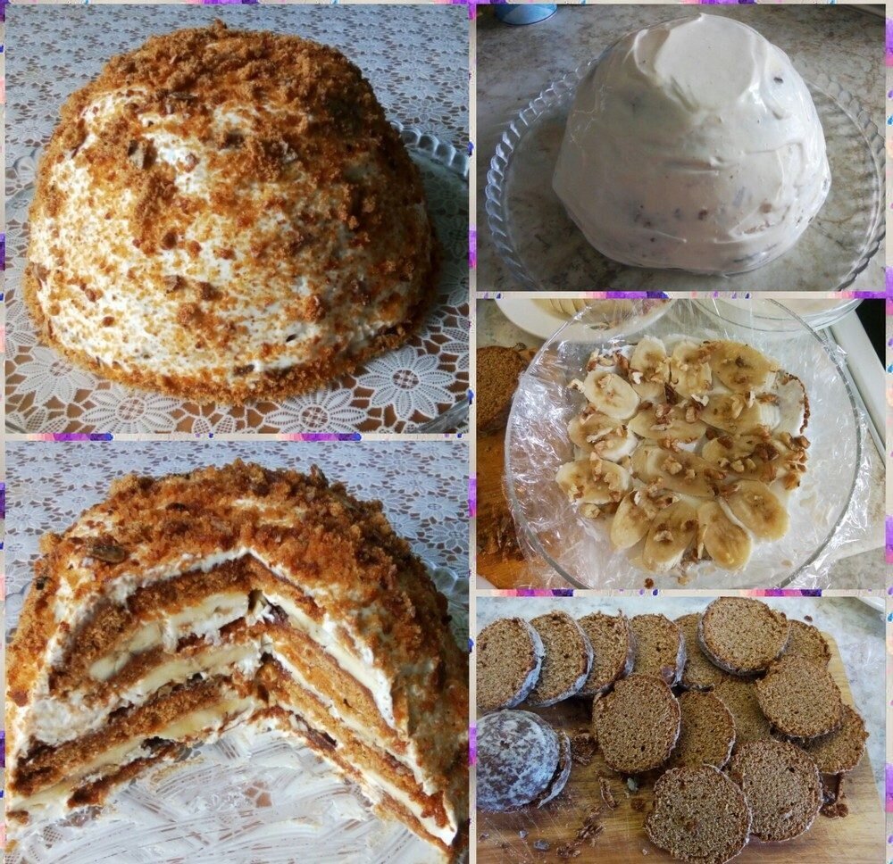 Сливовый пирог с бананом и грецким орехом