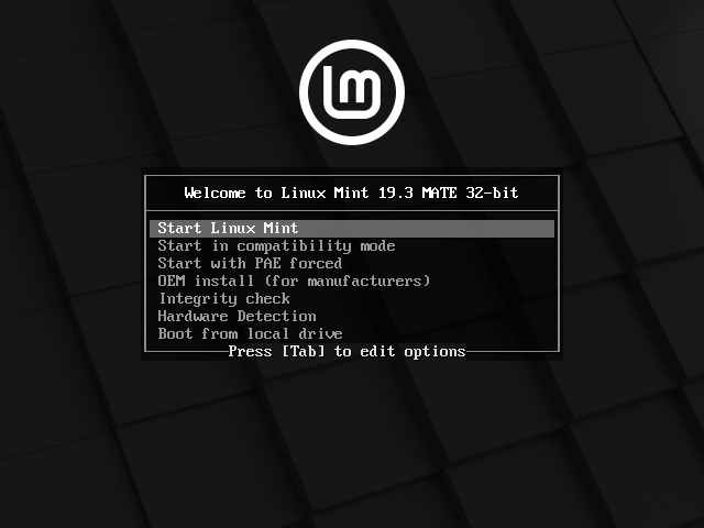  Загружаемся с флешки  выбираем в меню Start Linux Mint