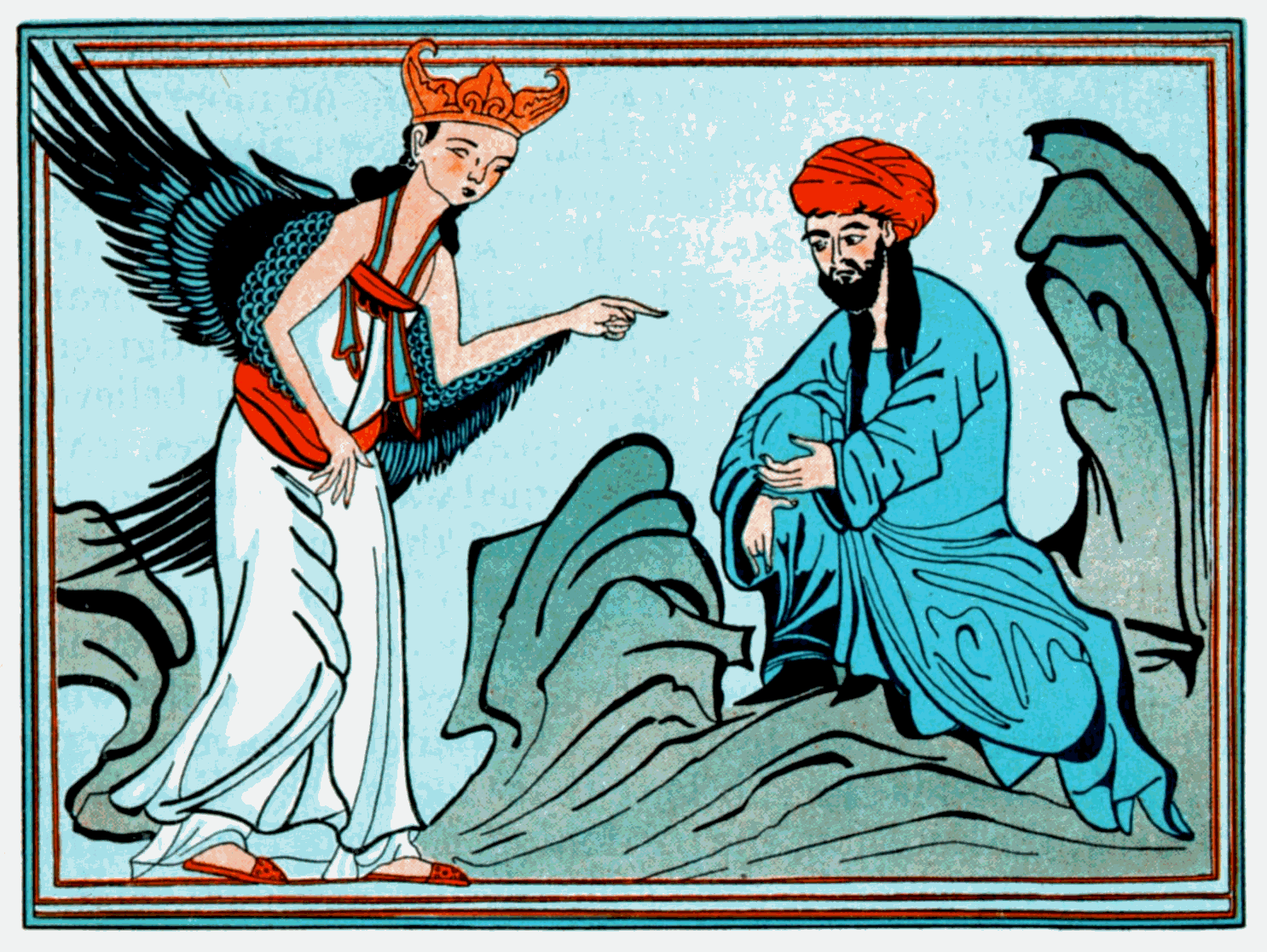 Откровение мухаммеда. Ангел Джабраил и пророк Мухаммад. Ангел Джибриль и пророк Мухаммед. Джибриль в Исламе.