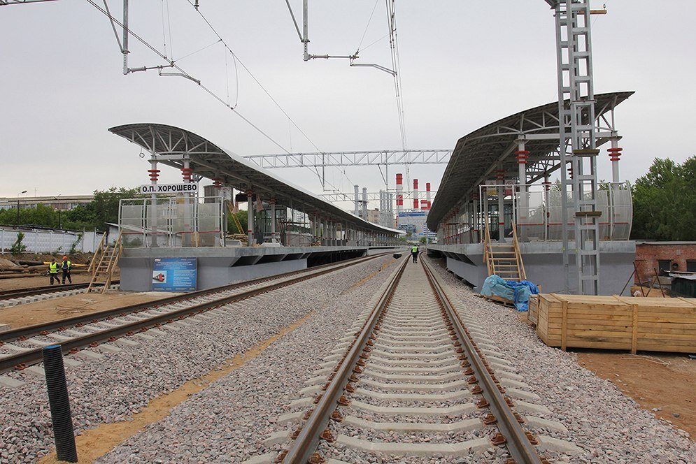  1.  Начнём поход от платформы Хорошёво, вид в сторону Новопесчаной.