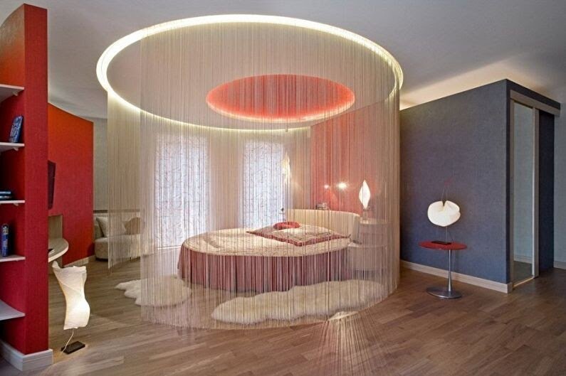 Дизайн комнаты с круглой кроватью (67 фото)