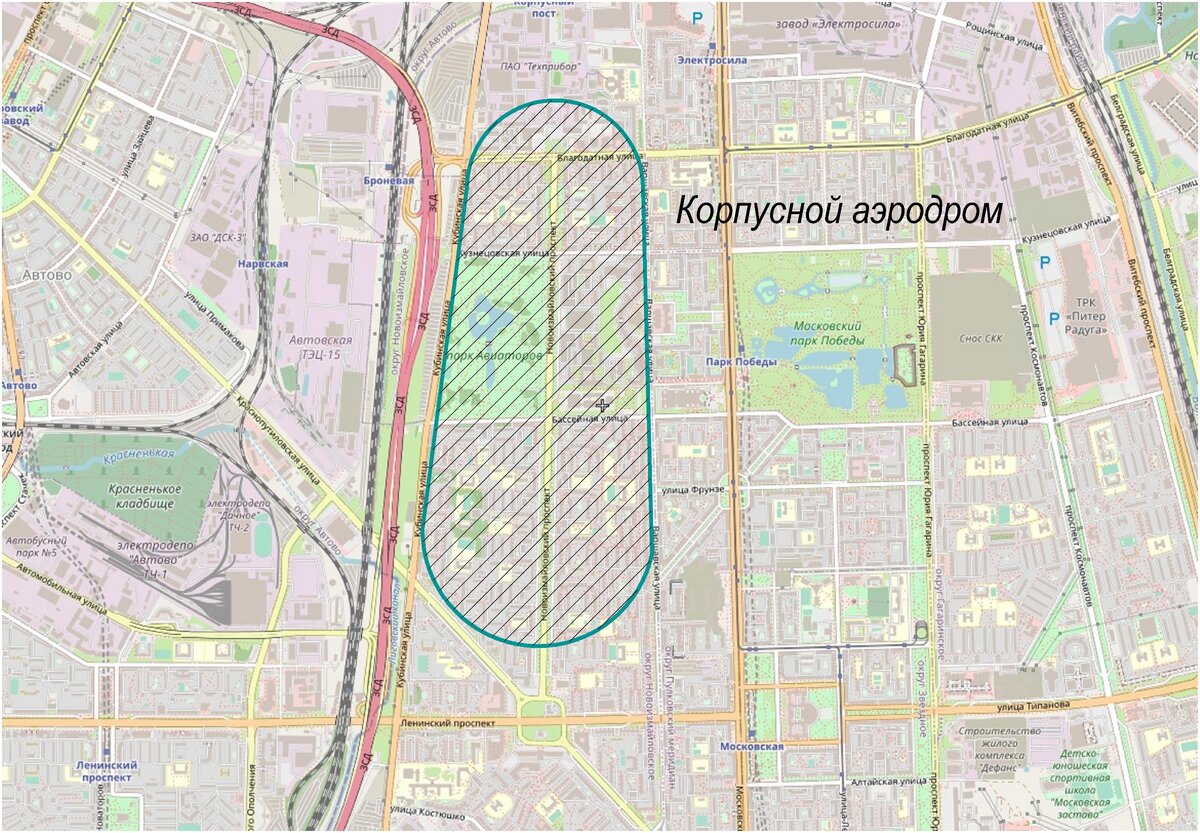 Корпусной аэродром на современной карте