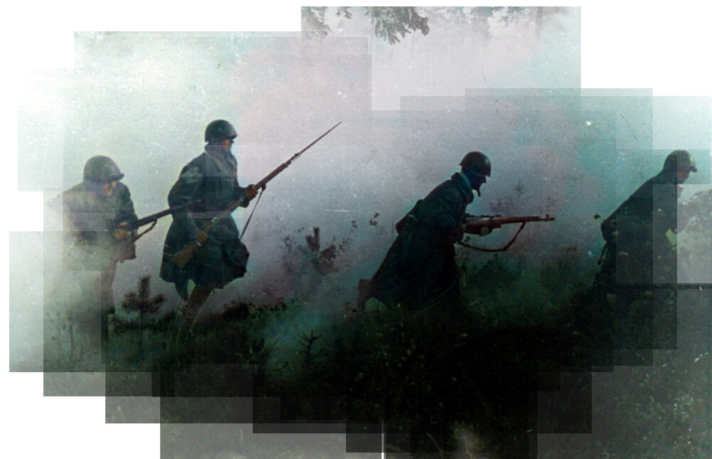 Авторское название работы — «В атаку!». Ленинградский фронт. 1941 г. Автор: Борис Кудояров. Фото: goskatalog.ru. Фотография использована в качестве иллюстрации.