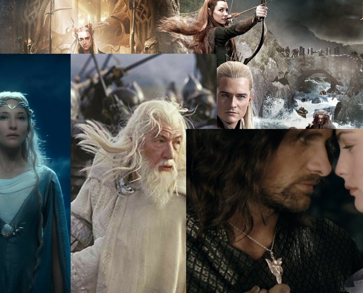 Кадры из экранизаций Толкиена "Властелин колец" и "Хоббит"