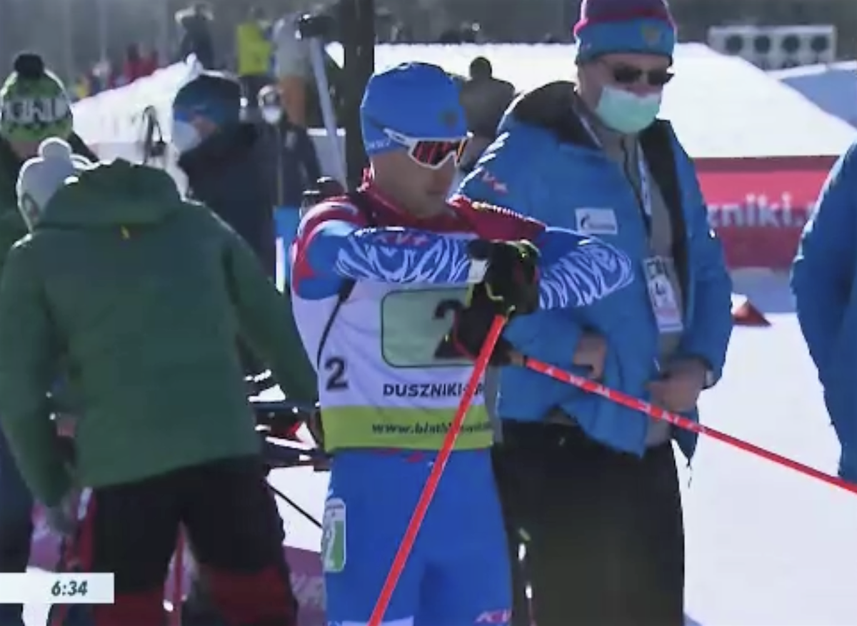 Евгений Гараничев на чемпионате Европы по биатлону в сингл-миксте.