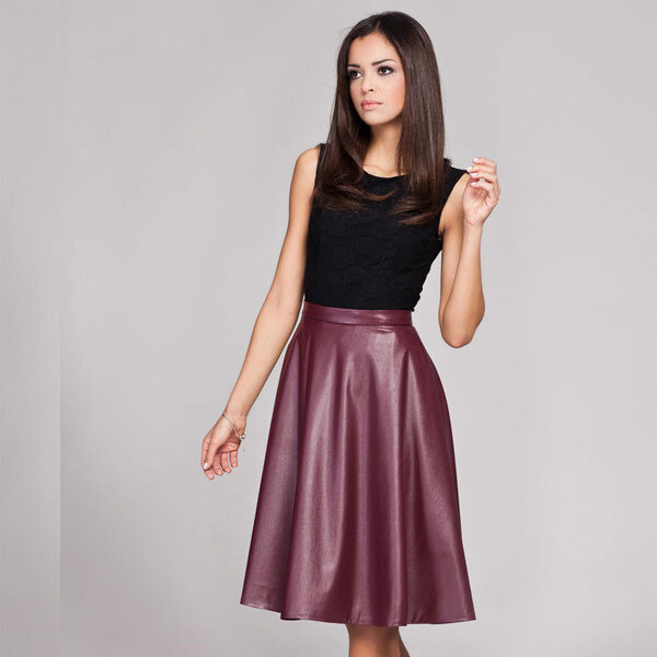 Бордовое Кожаное Платье фото 12