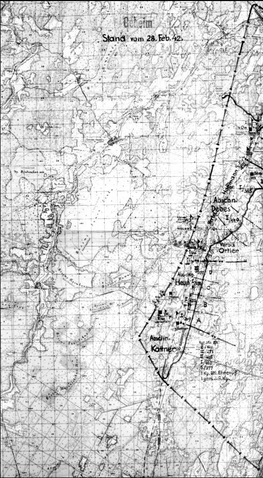 На данном скане, пусть он и не особо чёткий, можно представить, что немцы понимали под "пальцевидной позицией группы Kattner"