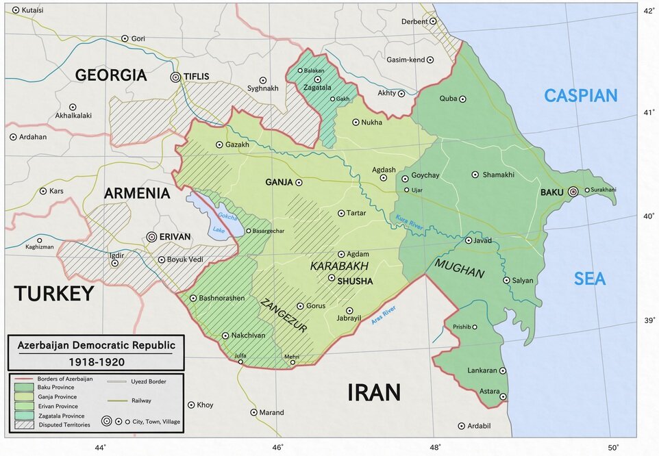 Официальная карта, представленная МИД АДР на Парижской мирной конференции 1919 года
