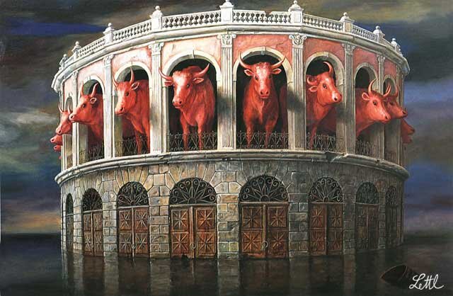 Вольфганг Леттль (Wolfgang Lettl). Башня Красных Быков.  1981. 113х168 см