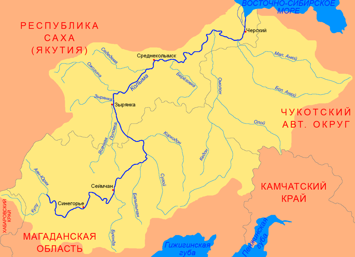 В какой океан впадает река анадырь