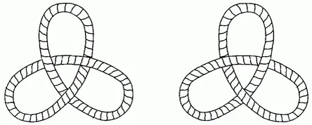 Вихревая модель электрона и позитрона. Трилистник разных спиральностей.