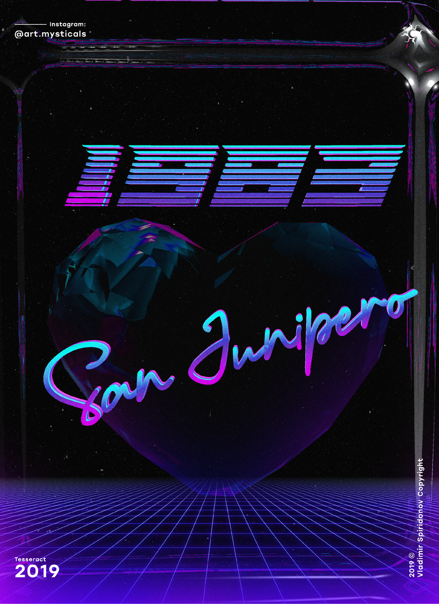Постер - «San Junipero 1983» коллекция - "Tesseract": Я буду ждать тебя в 1983 году, возле того самого клуба где мы познакомились. Пожалуйста не опаздывай… 