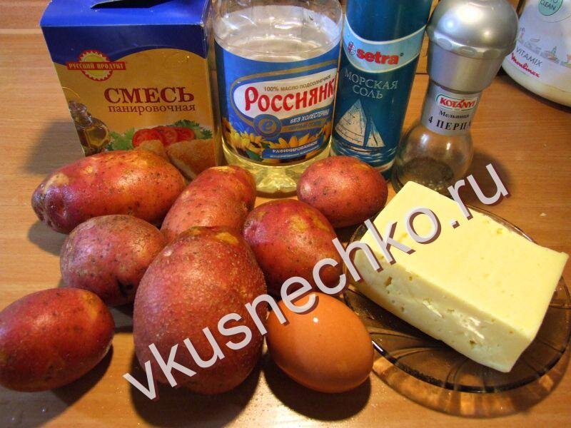 Картофельные шарики, ингредиенты для приготовления.