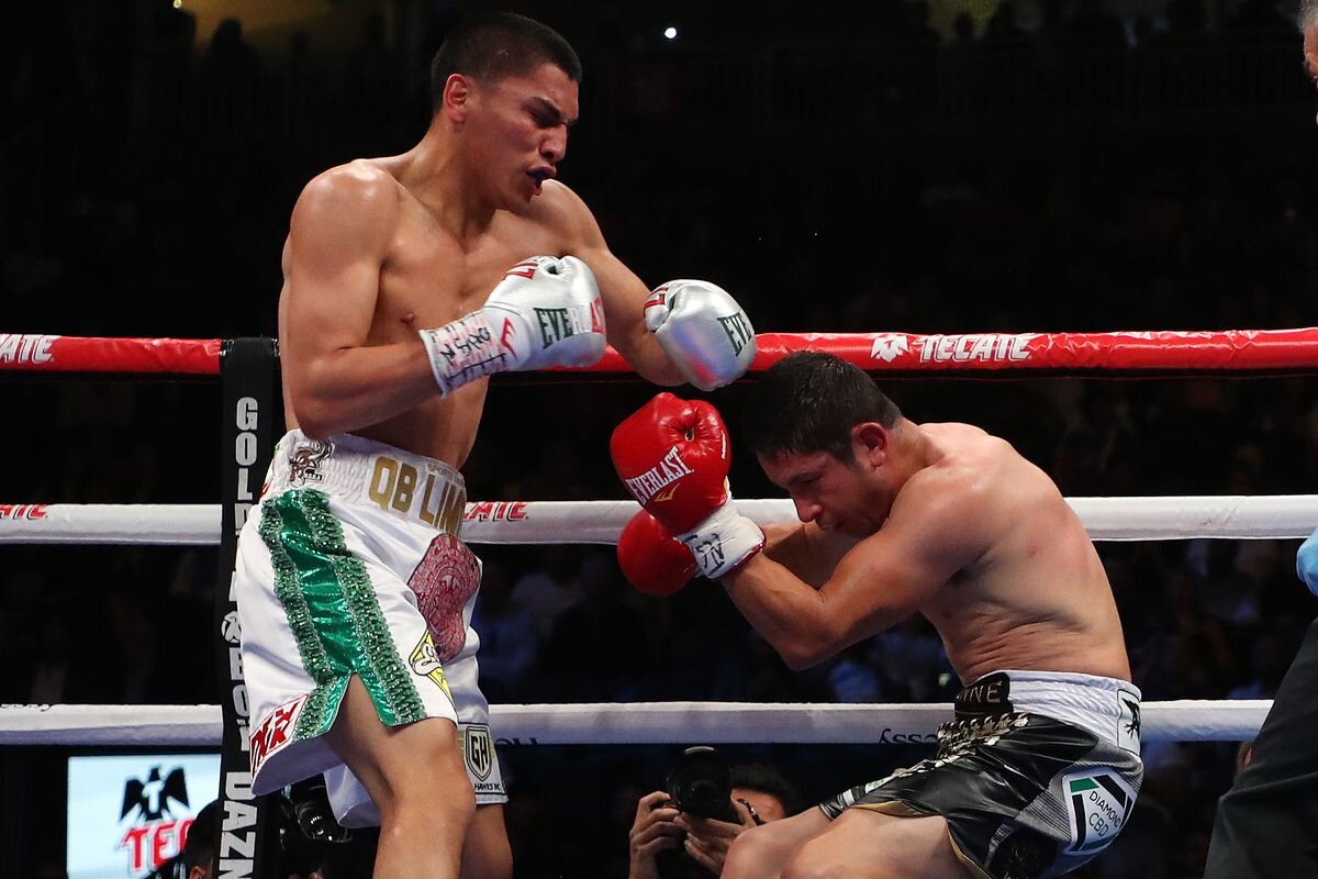 источник фото:  badlefthook.com. Верджил Ортис отправляет в нокдаун Маурисио Эрреру