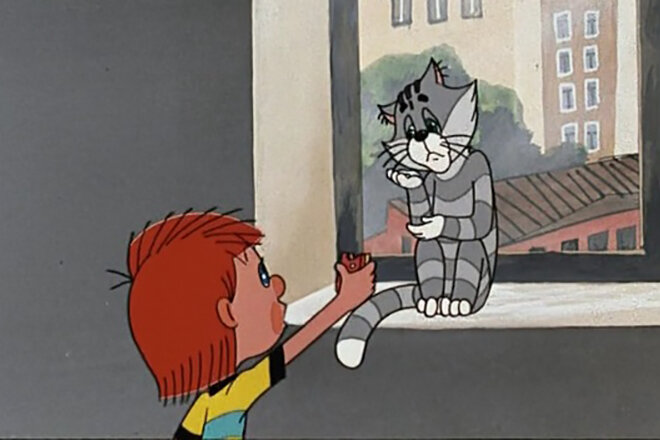 Разговор Дяди Фёдора и Кота на лестнице