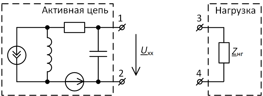 
Рис. 2. Холостой ход эквивалентируемой цепи