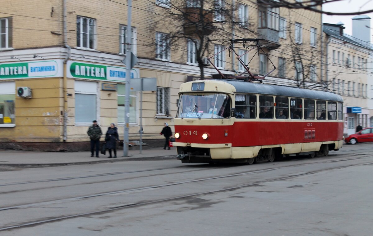 4 января 2020 г., г. Орел, ул. Пушкина, маршрут № 3, вагон Tatra T3SU