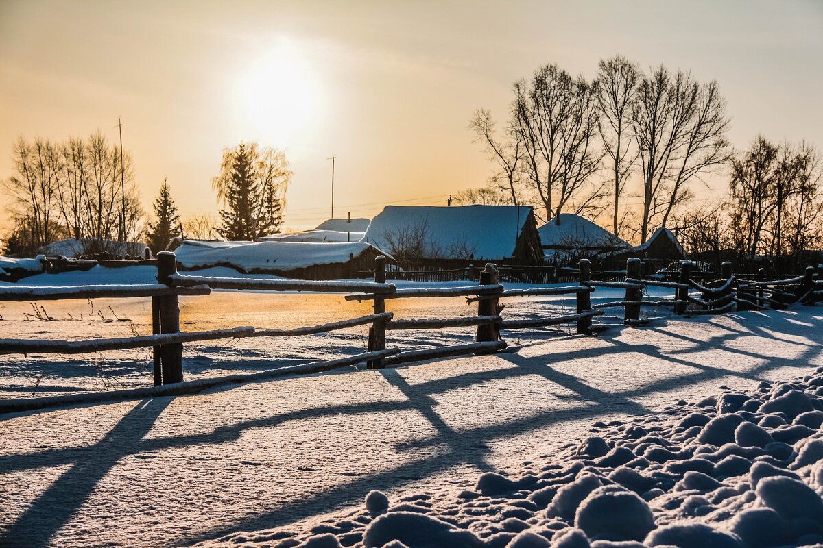 Зимнее утро в деревне. Фото автора.