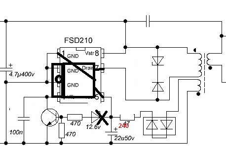 Ferroli замена fsd210 (шим питания)на TOP222Y Был на днях опыт ремонта блока питания ферольки на  шимке fsd210. из-за полной убогости таковой заменил на обожаемый мной  трехногий ТО220 шим TOP222.-2