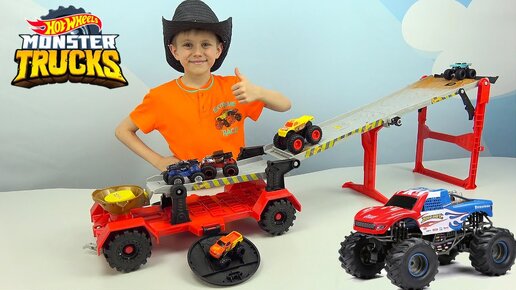 Машинки Hot Wheels Monster Truck. Игровой набор Хот Вилс Передвижной трамплин Gfr15