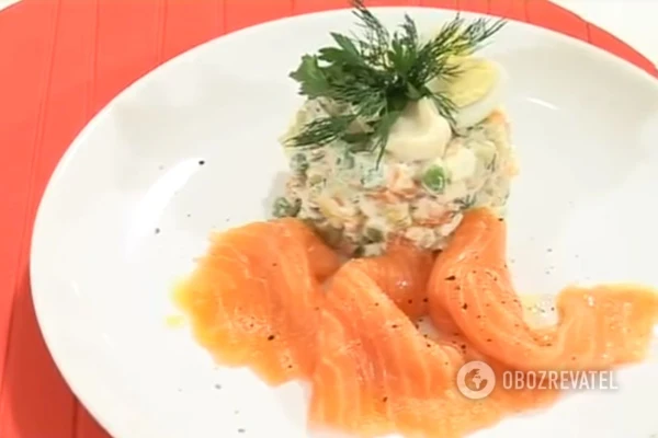 Оливье с лососем 