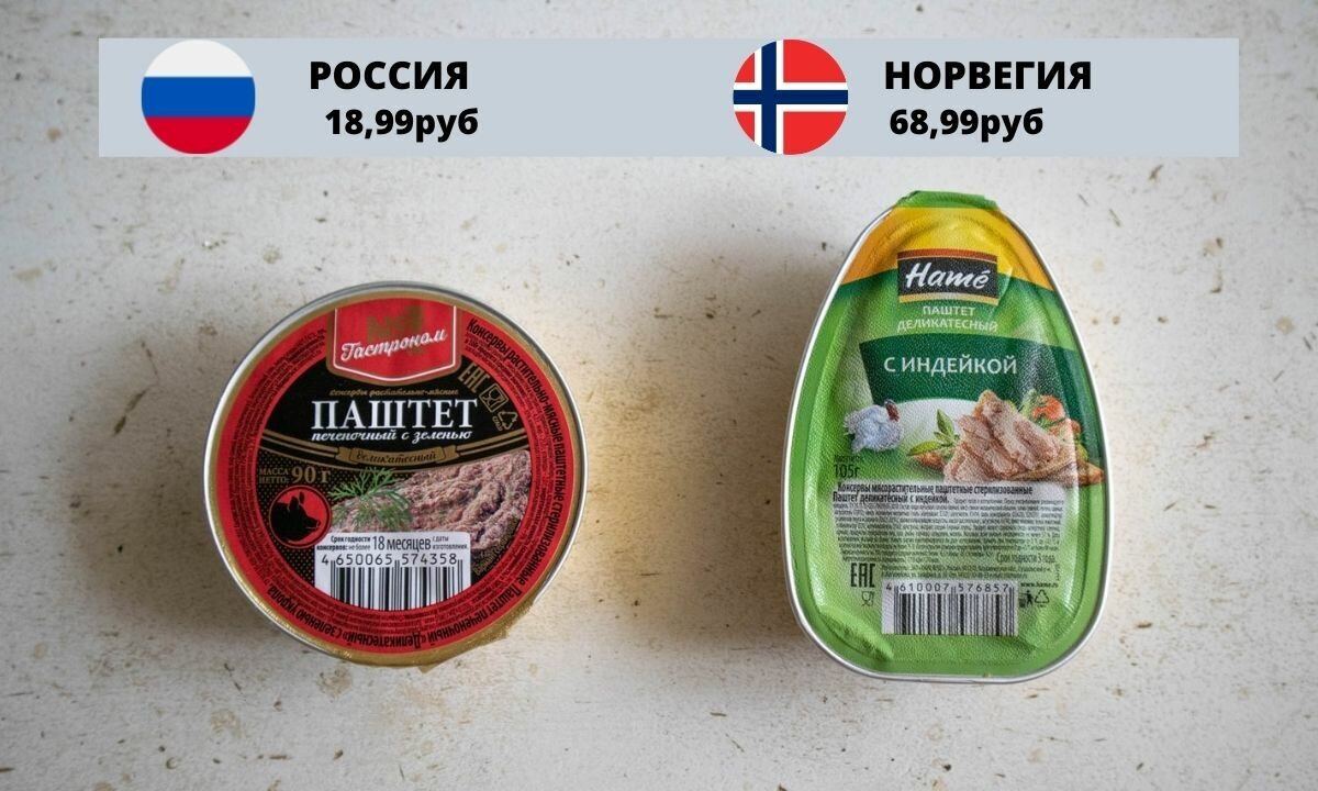 Вот таких два паштета я купил, чтобы сравнить их между собой