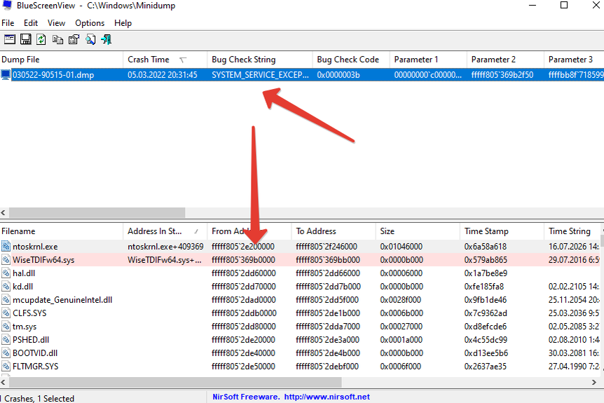 BlueScreenView скриншот