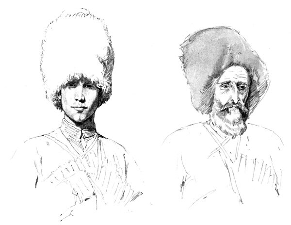 Казак и чеченец. Рисунок Т. Горшельта.