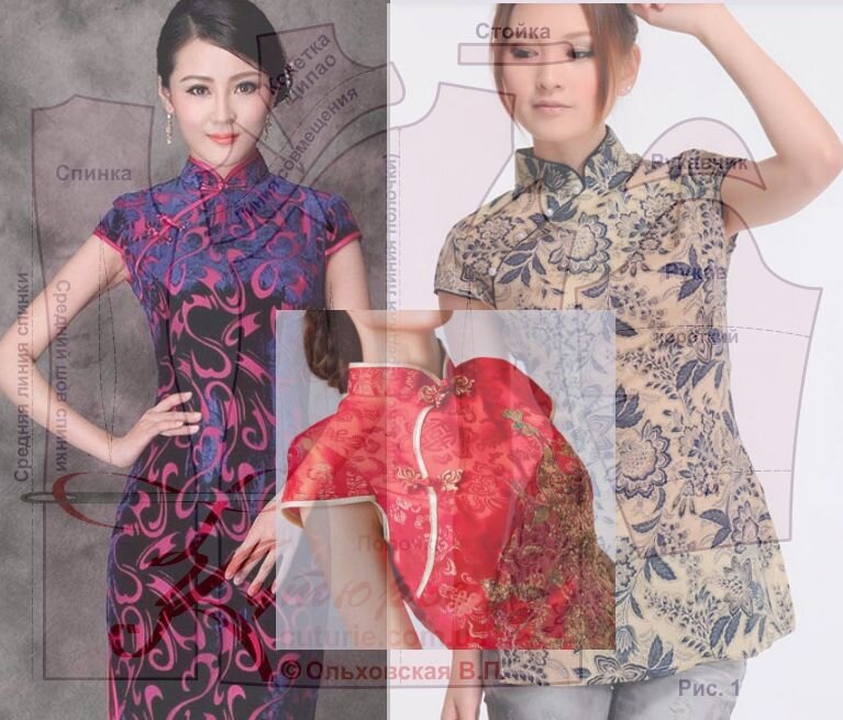 Фото вариантов сшитых по выкройки платьев и блузки ципао