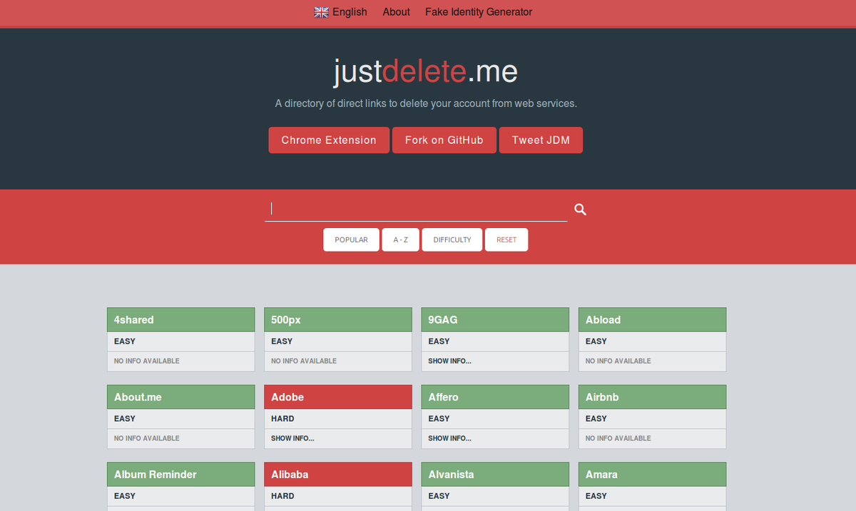 Link delete. Justdeleteme. Fake Identities. Just delete me официальный сайт. Fork GITHUB.