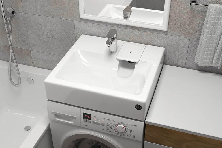 Установка умывальника над стиральной машиной | ВодаСовет ...