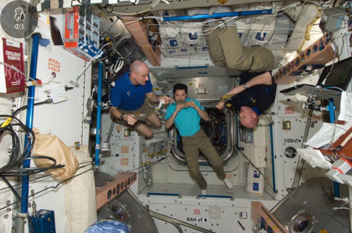 Космонавты, "летающие" в невесомости