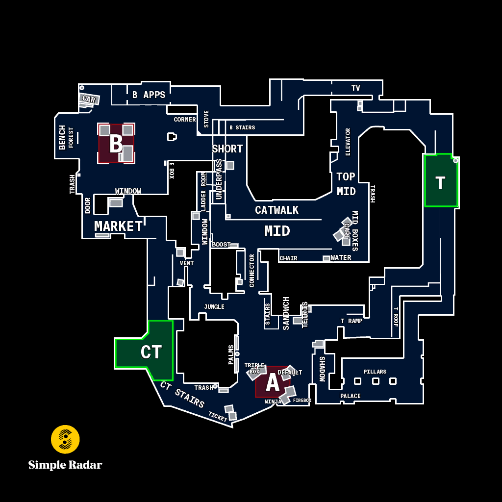 Карта de_Mirage с Simple Radar