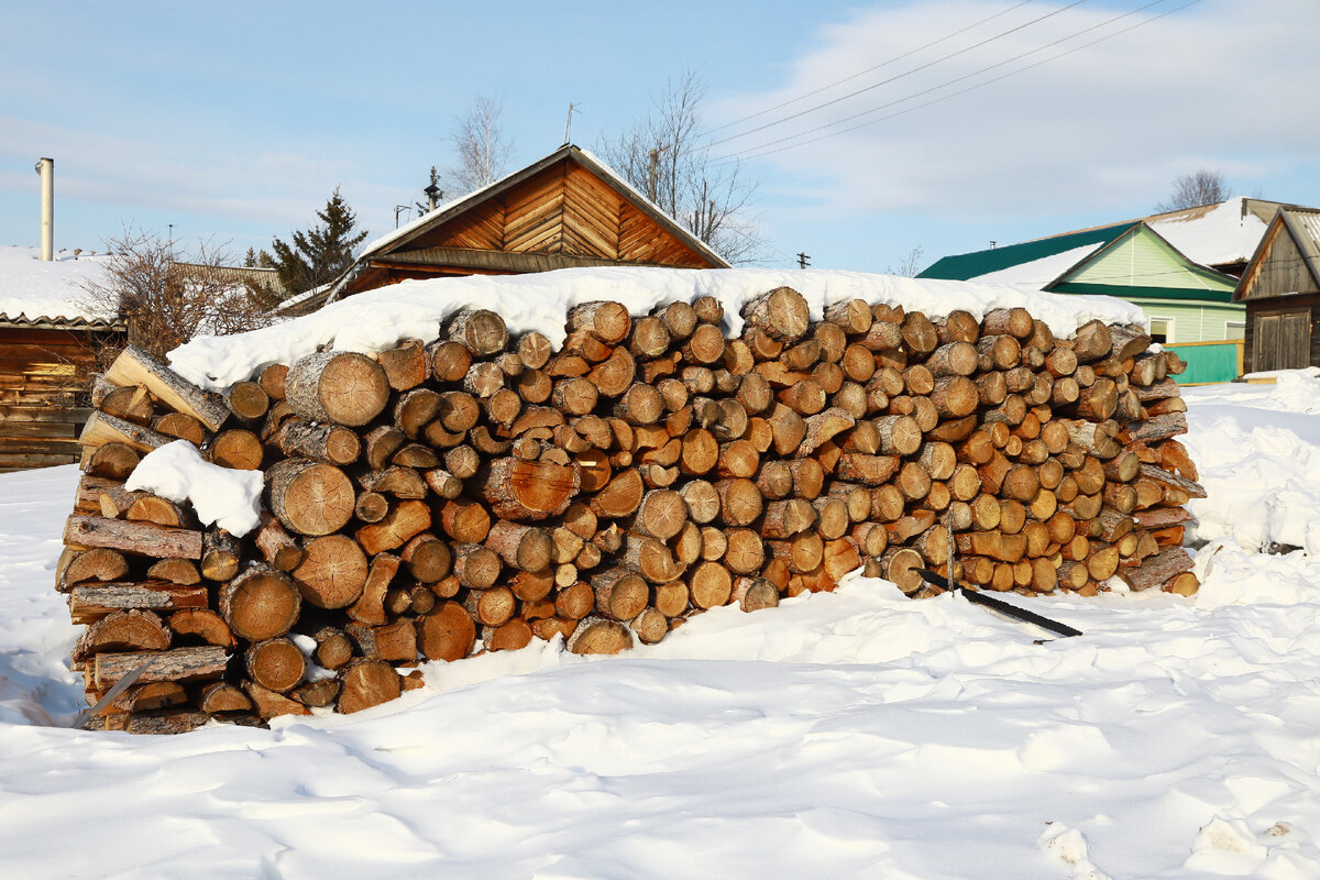Заготовленные дрова на зиму.