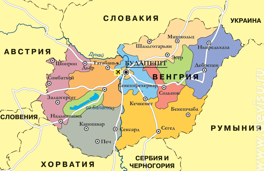 Карта венгрии и соседних стран на русском