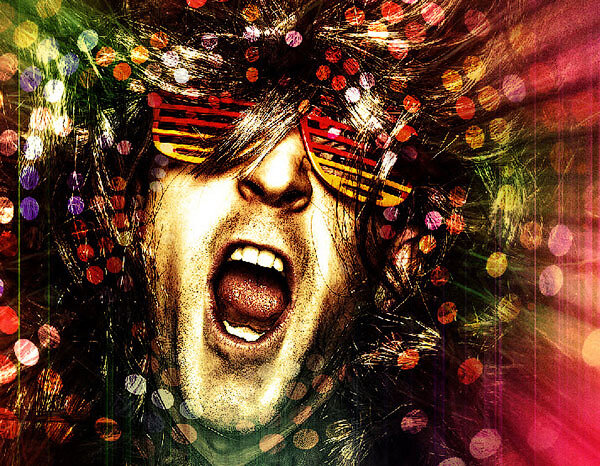 Человек кричит. Псионик днд. Интересные постеры для фотошопа. Безумное диско. Безумный эффект.