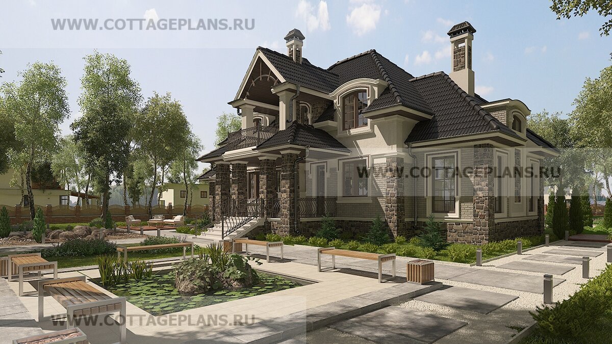 2-й и 3-й фасады дома. Источник фото: https://www.cottageplans.ru