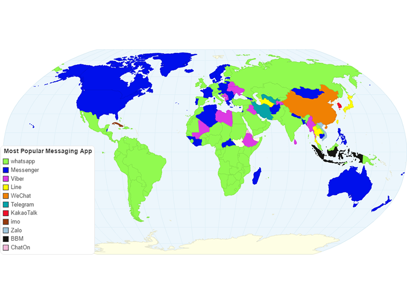 Самые популярные мессенджеры в странах мира