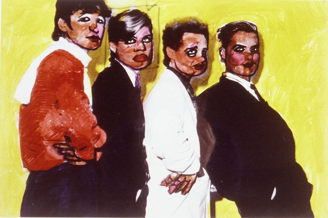 фотография группы "КИНО" раскрашенная Виктором Цоем и Георгием Гурьяновым. фото из архива Джоанны Стингрей