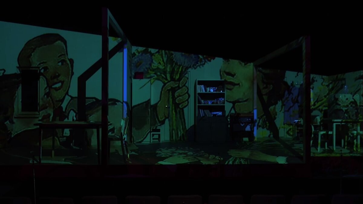 Кадр из интернет-трансляции спектакля "Дорогая Елена Сергеевна"