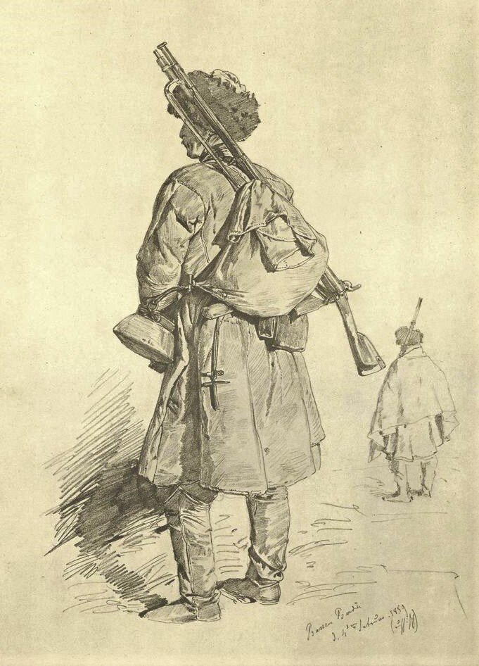 Кавказский солдат в зимней походной форме (Т. Горшельт).