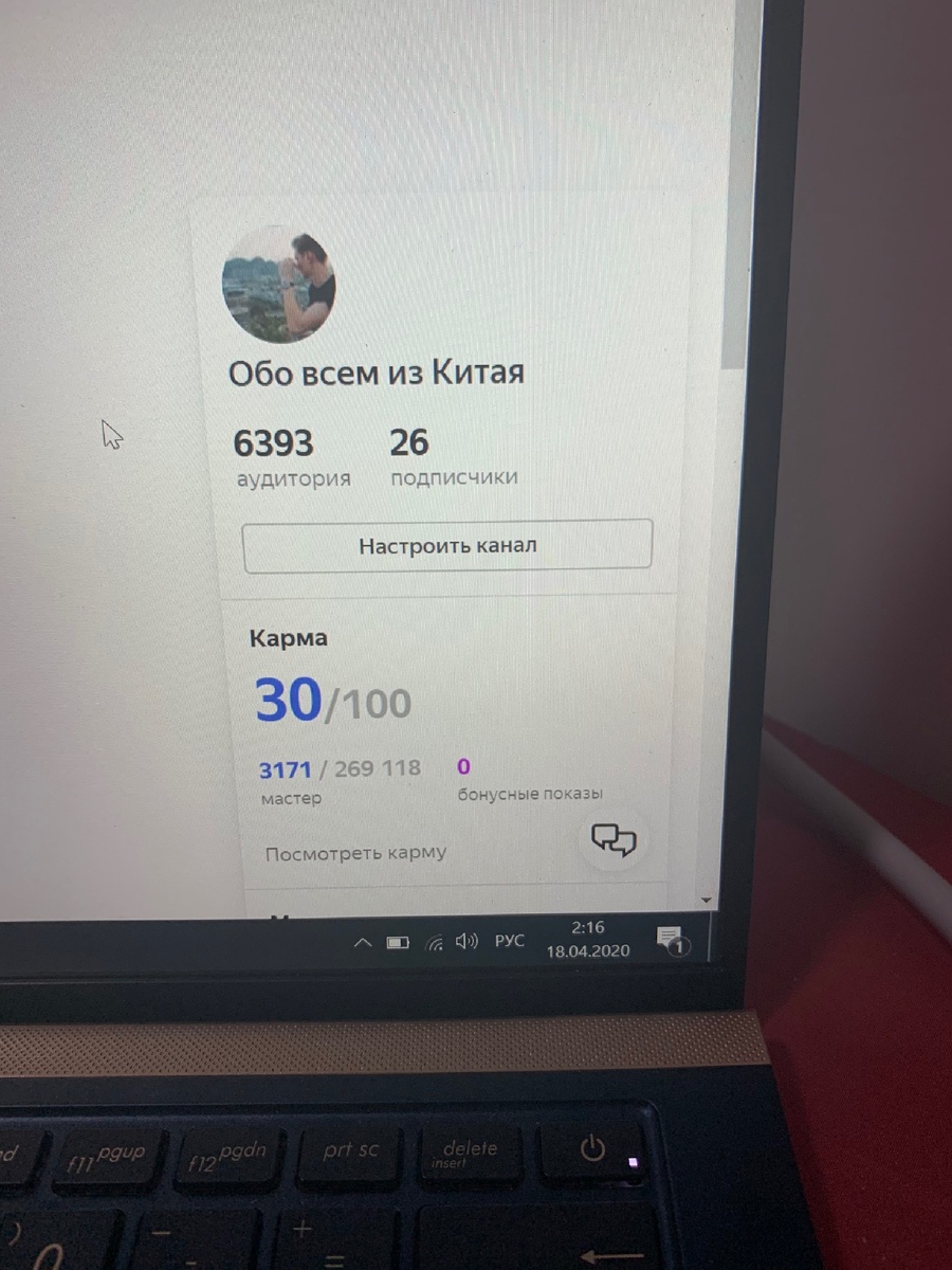 Статистика канала 16 апреля 2020 года.