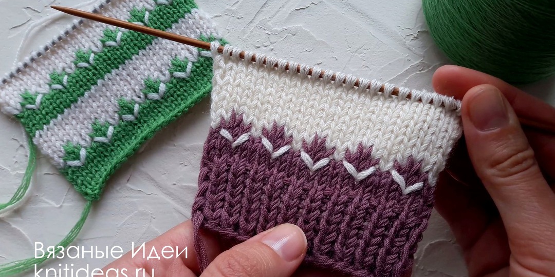 Цветочный узор спицами