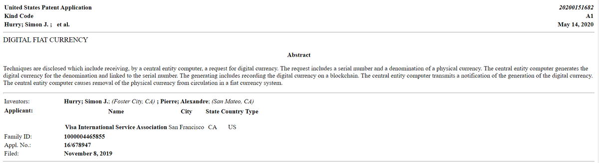 Выдержка из заявки на патент Visa