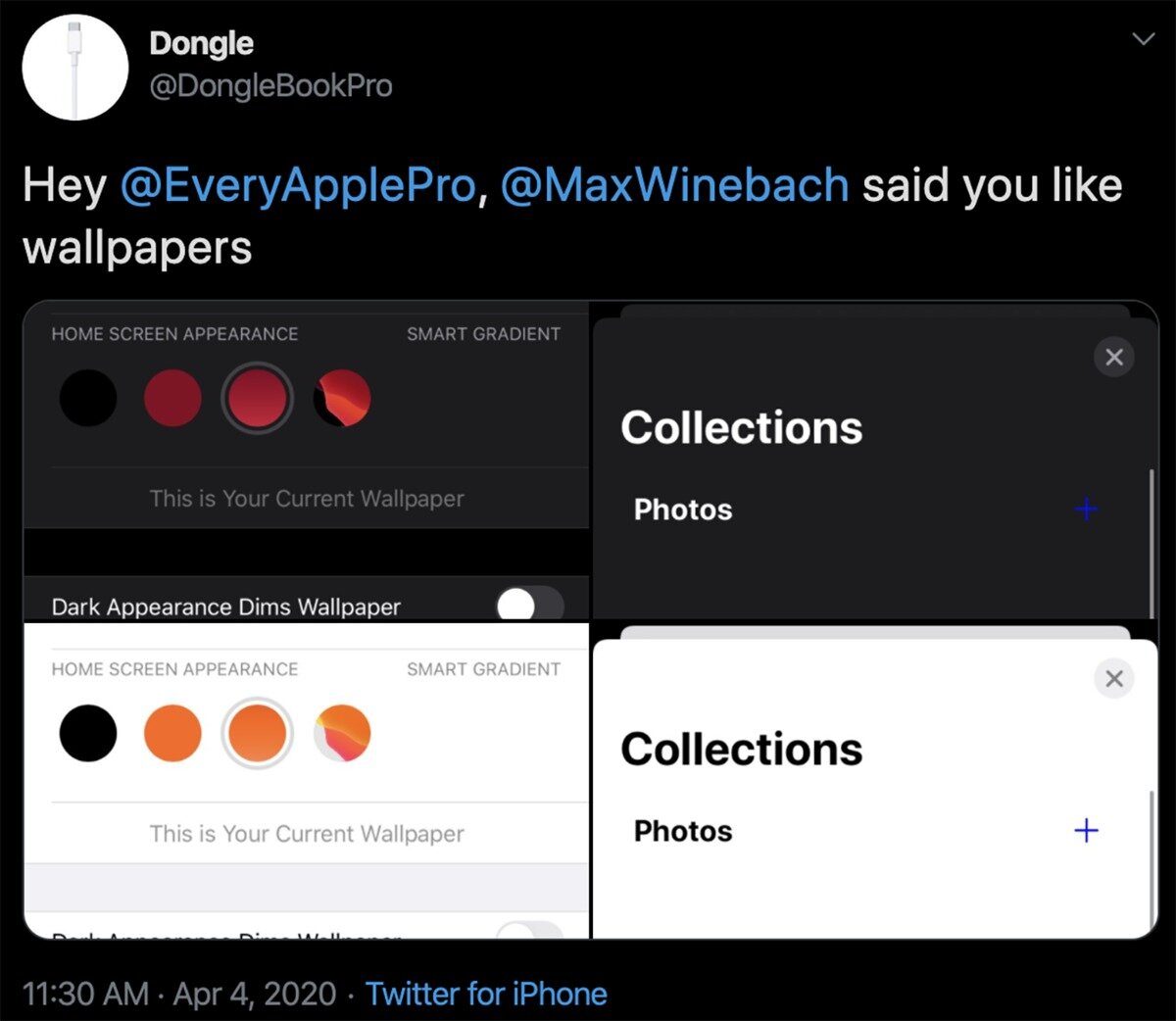 @DongleBookProМеню выбора обоев может получить обновление в iOS 14.