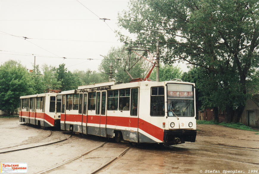 Фото поезда 3-4, 1994 год, из коллекции А. Оландера с сайта "Тульские трамваи"