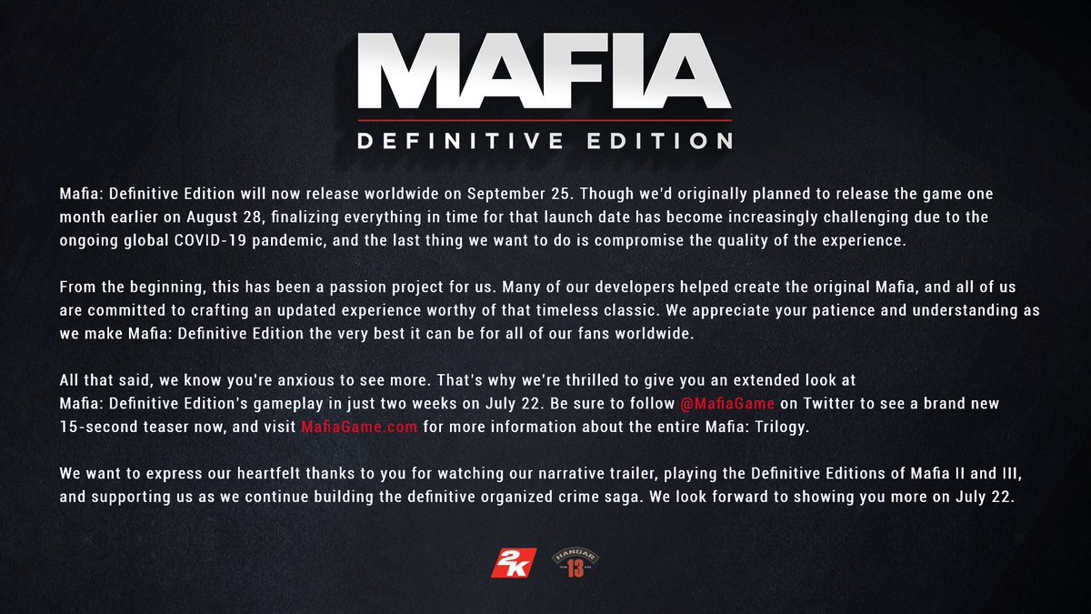 Из-за чего перенесли ремейк Mafia 1? Источник:  dtf.ru