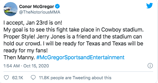 Твит Макгрегора.